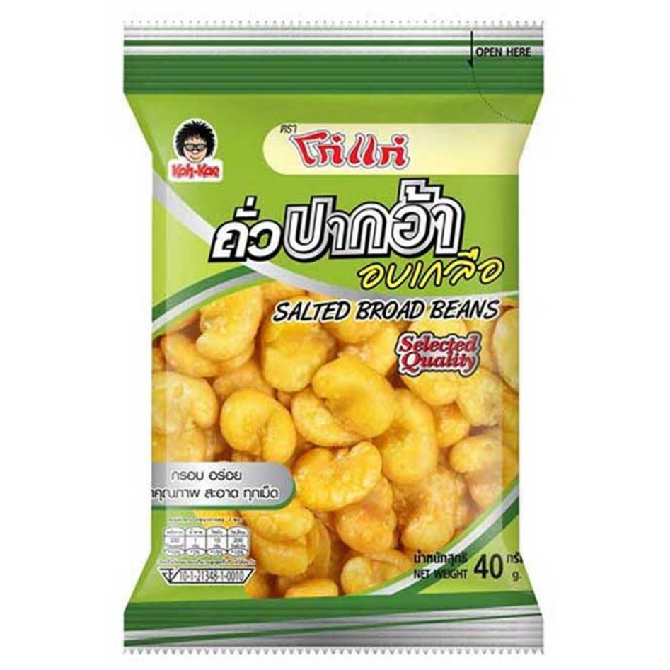 Koh Kae - Wasabi Broad Beans 40 g. | Chili Broad Beans 40 g. | Salted Broad Beans 40 g. | Peanuts and Crispy Fish 28g (Pack of 4 Mix)
