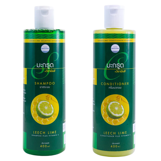 Kongkaherb - Kaffir Lime Shampoo + Conditioner with Vitamin E, each 400ml.