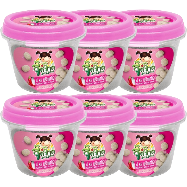 Jeedjad - Tamarind 4 Flavors with Chili and Salt 50 g. (Pack of 6)