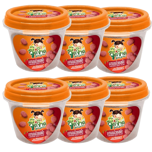 Jeedjad - Baked Tamarind with Plum - Spicy Flavor 50 g. (Pack of 6)