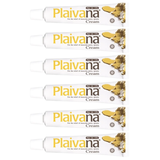 Plaivana - Cream Thai Herbal Plai Oil Natural Relieve Body Aches Rub 35g. (Pack of 6) - Made in Thailand