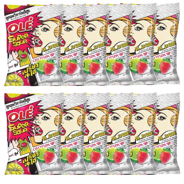 Olé - Super Strawberry Lime Candy 17.5g. (Pack of 12)