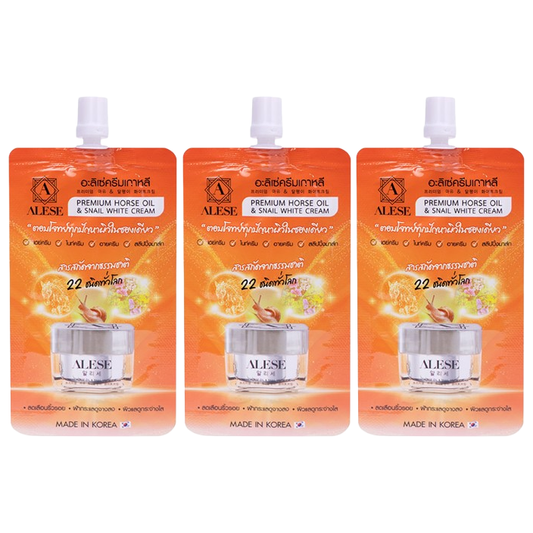 Alese - Premium Horse Oil & Snail White Cream 7g. (Pack of 3)