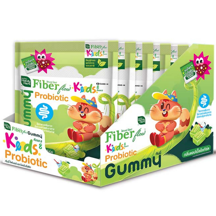 Handy Herb - Fiber Flow Kids Gummy Jelly, Probiotic, Apple Yogurt flavor (Pack of 6 sachets, 6 pcs. per sachet)