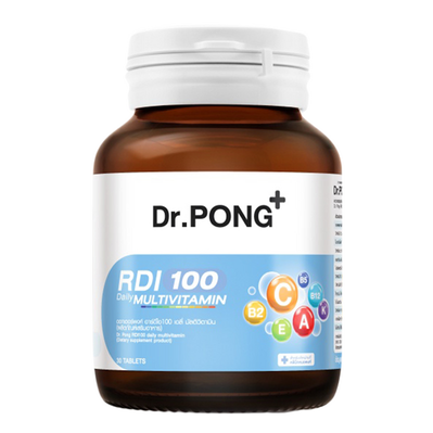 Dr.PONG - RDI 100 Daily Multivitamin, B-Complex, Vitamins A, C, D3, E, K1, Folic Acid and Biotin (30 capsules)
