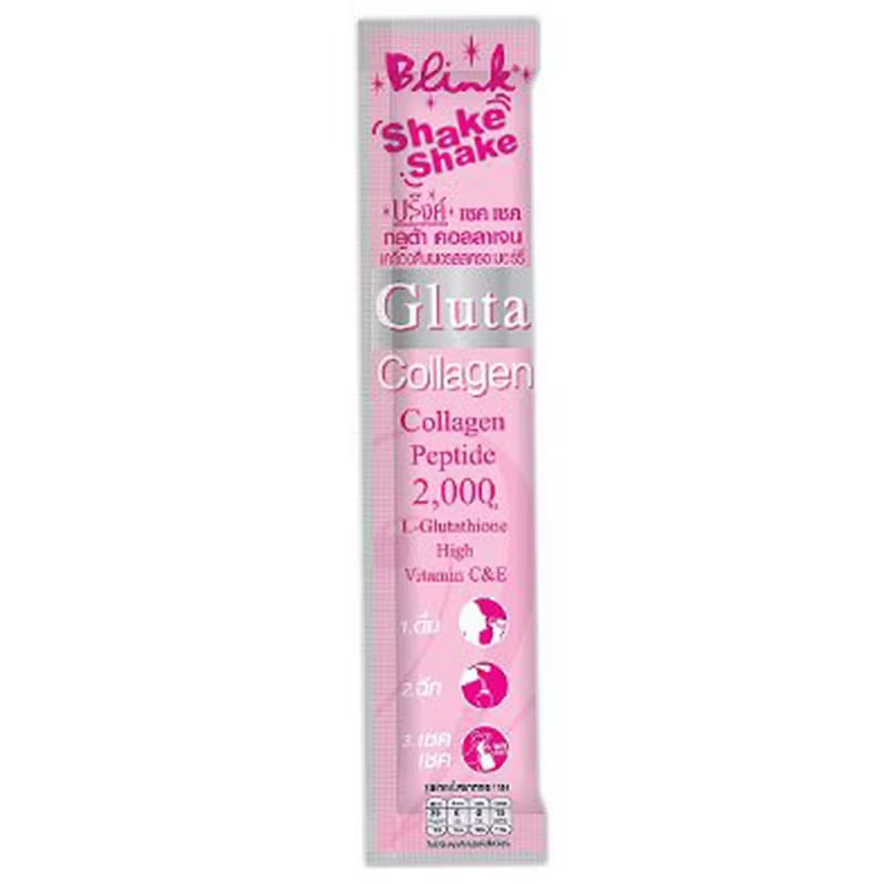 Blink - Shake Shake Gluta Collagen, Strawberry Flavor 5g. (Pack of 10 sachets)