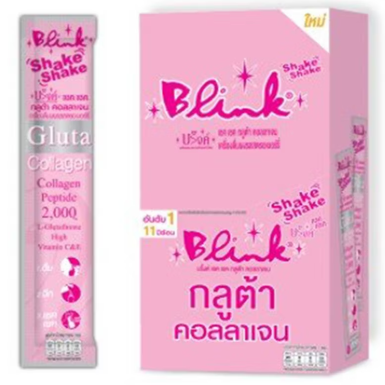 Blink - Shake Shake Gluta Collagen, Strawberry Flavor 5g. (Pack of 10 sachets)