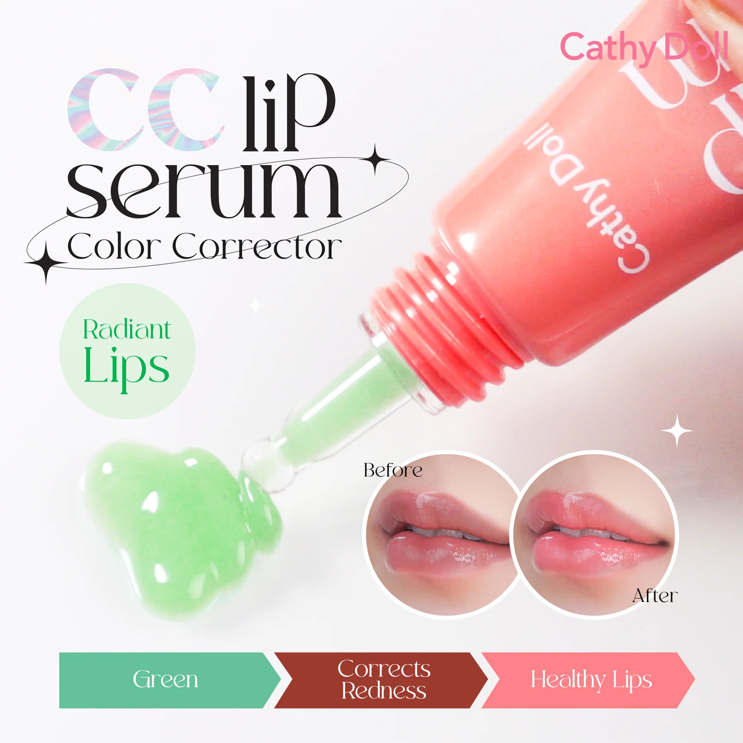 Cathy Doll - CC Lip Serum Color Corrector - Green Apple 10g.