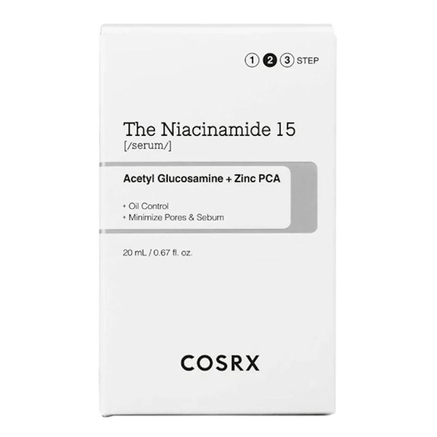 COSRX - The Niacinamide 15 Serum, Acetyl Glucosamine + Zinc PCA 20ml.