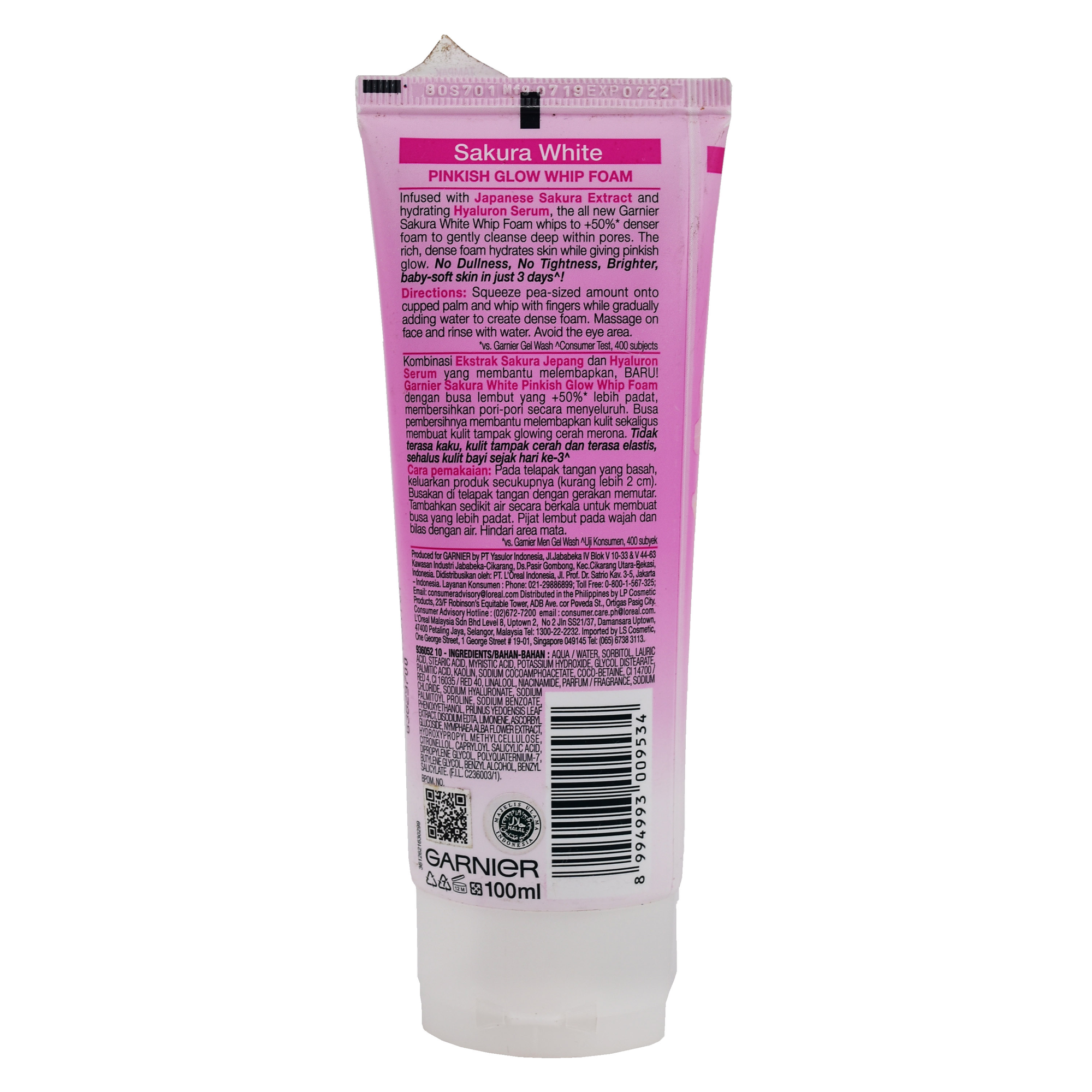 Garnier - Sakura White - Pinkish Glow Whip Foam - Gentle Deep Cleansing 100 ml.
