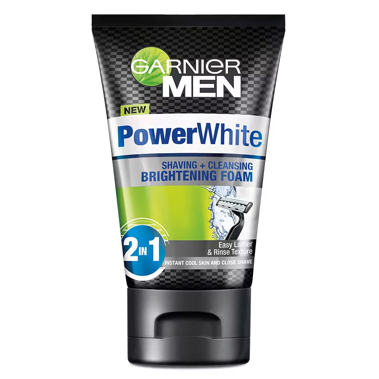 Garnier Men - Power White - Shaving + Cleansing Brightening Foam 100 ml - Made in Indonesia