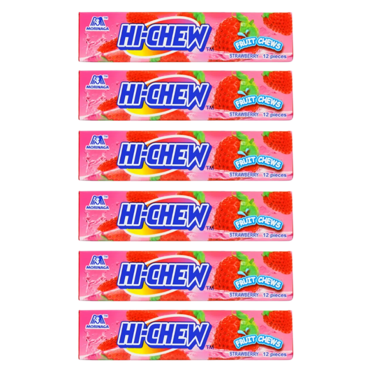 Morinaga - Hi-Chew - Strawberry Chewy Candy Stick 57g. (Pack of 6)