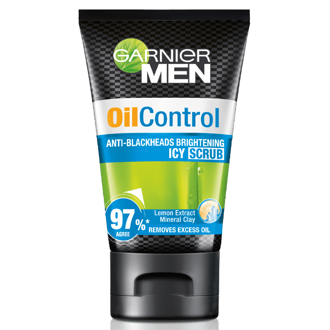 Garnier Men - Oil Control - Anti-Blackheads Brightening Icy Scrub 100 ml - Made in Indonesia