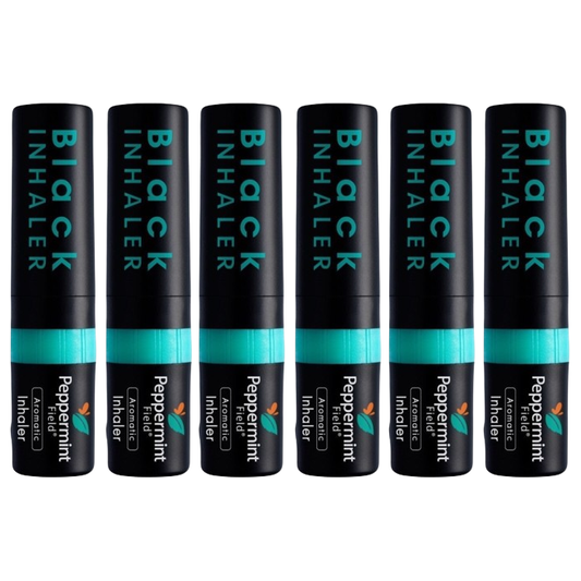 Peppermint Field - Black - Powerful Herbal Inhaler (Pack of 6) - Made in Thailand