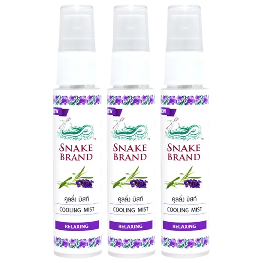 Snake Brand - Cooling Body Mist Spary - Prickly Heat - Relaxing - Lavender Scent 30ml. (pack of 3) - Made in Thailand
