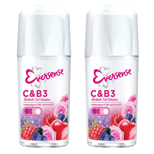 Eversense - Super Fruit Extra White Roll-On Deodorant Mixed Berry 45ml. (Pack of 2)