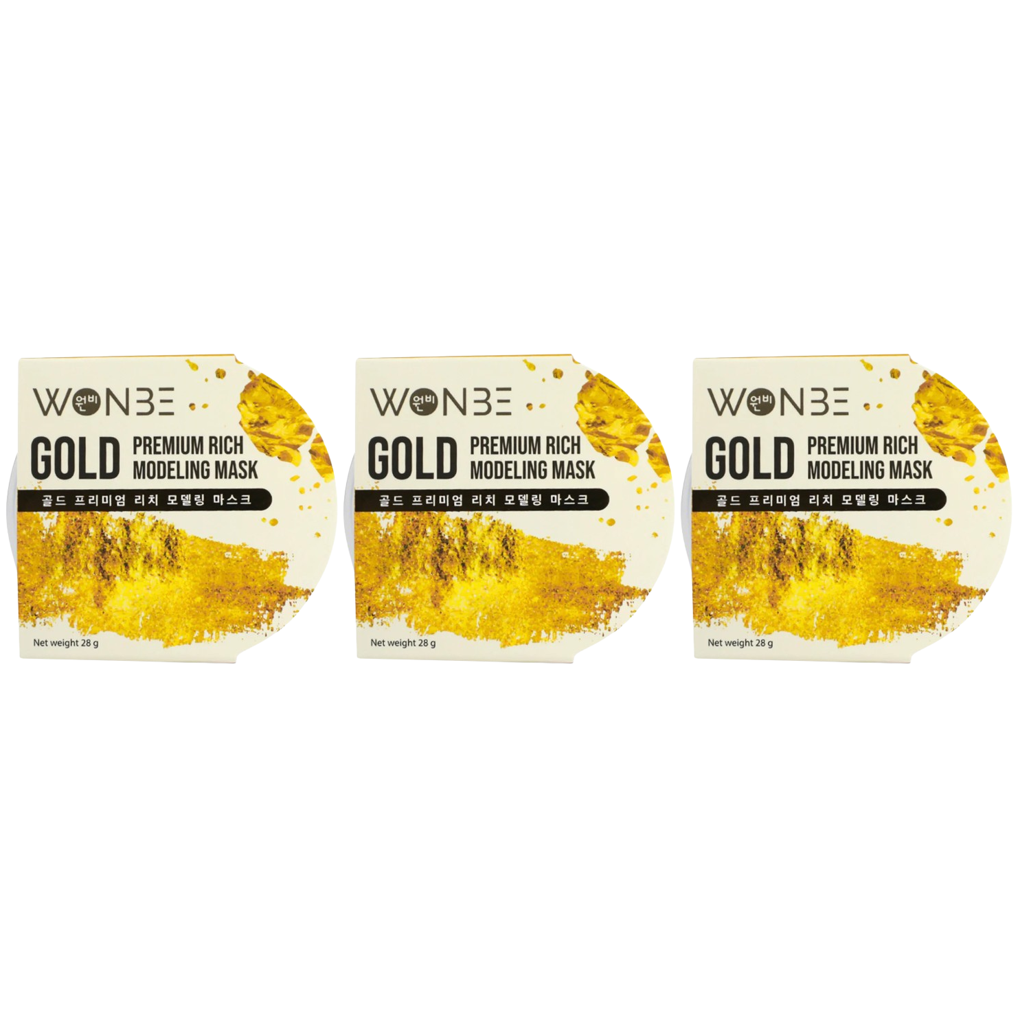 WONBE - Gold Premium Rich Modeling Mask 28g. (Pack of 3)