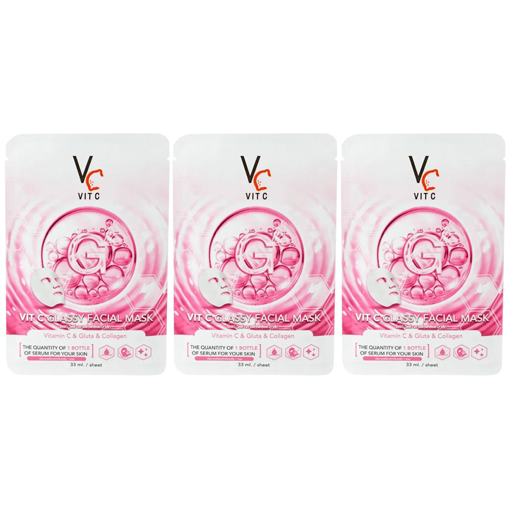 VIT C - Glassy Facial Mask 33ml. (Pack of 3)