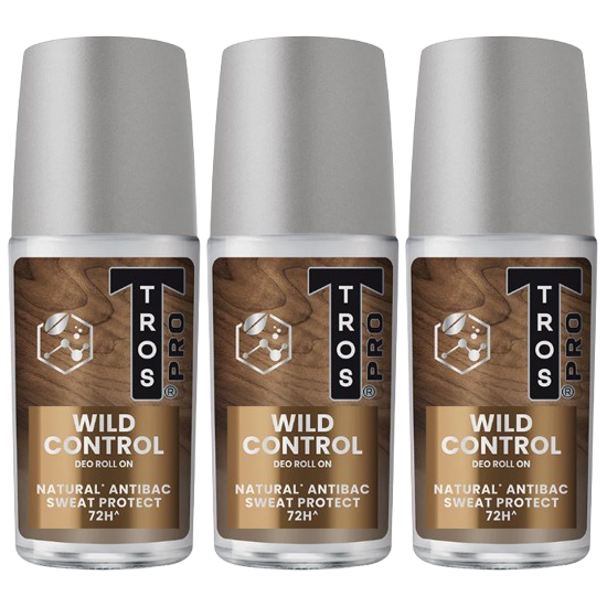 TROS - Pro Deo Roll On Wild Control Brown 45ml. (Pack of 3)