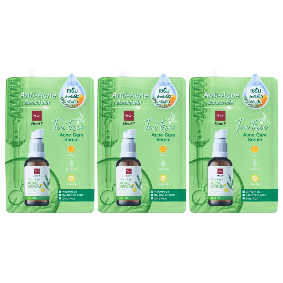 BSC - Honei V, Tea Tree Acne Care Serum 8g. (Pack of 3)