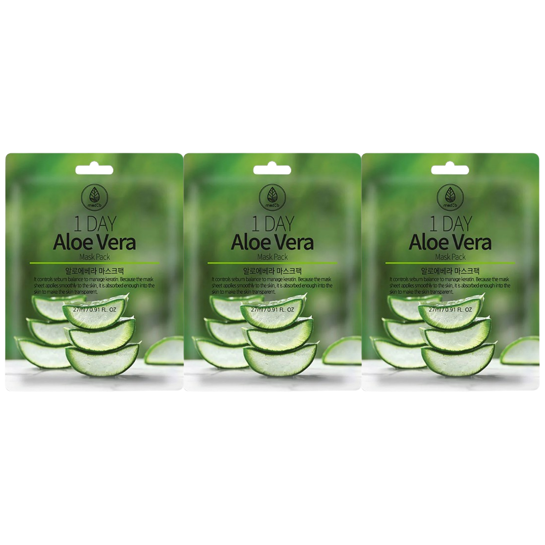 MEDB - 1 Day Aloe Vera Mask Pack 27ml. (Pack of 3)