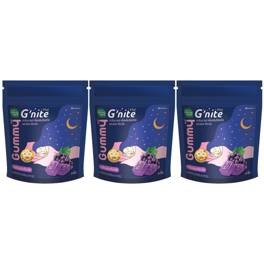 Handy Herb - Gnite Beautie Gummy Jelly, Chamomile, Reishi Mushroom Extract and L-Theanine, Sleep Fast, Kyoho Grape flavor (Pack of 3 sachets, 4 pcs. per sachet)