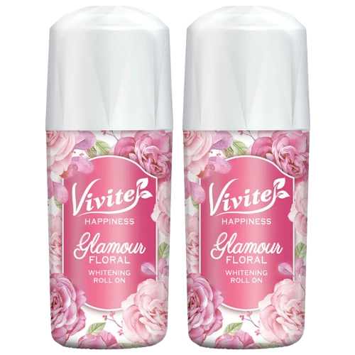 Vivite - Happiness Glamour Floral Whitening Roll On (Pink) 40ml. (Pack of 2)