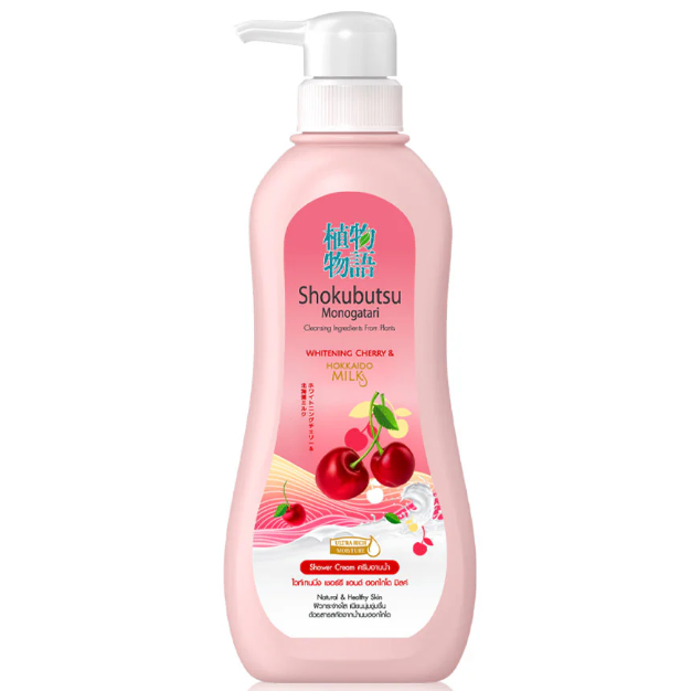 Shokubutsu - Monogatari Whitening Cherry And Hokkaido Milk Shower Cream 500ml.
