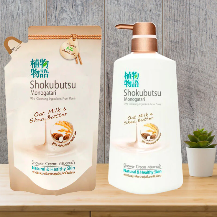 Shokubutsu - Monogatari Oatmilk And Shea Butter Shower Cream Refill 500ml.