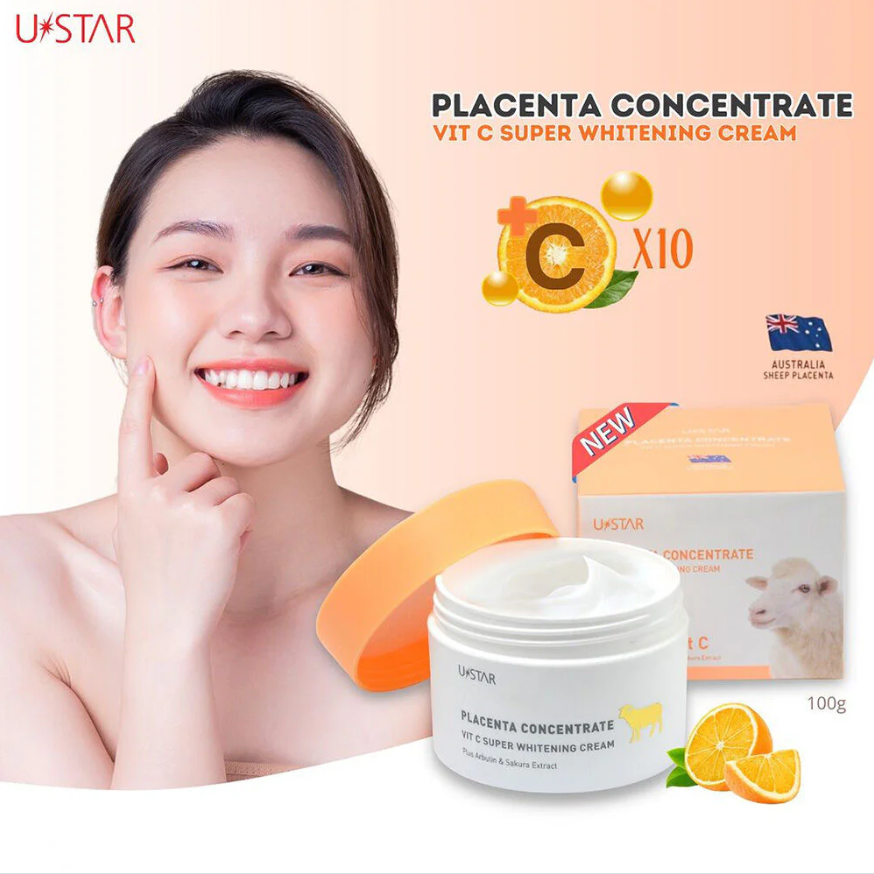 U-Star - Placenta Concentrate Vit C Super Whitening Cream 100g.