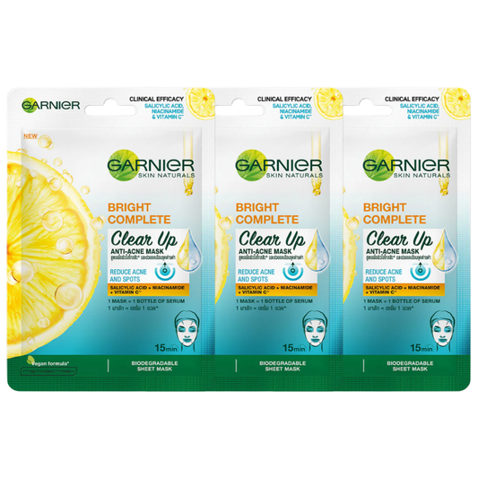 Garnier - Skin Naturals - Bright Complete Clear Up Anti-Acne Mask 23g. (Pack of 3)