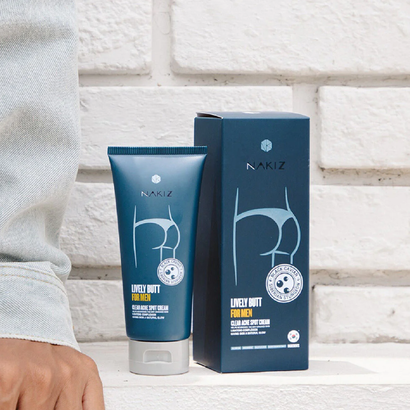 Nakiz - Set 2 Item Lively Butt For Men Clear Acne Spot Cream 100g. + Nakiz Lively Cleansing For Men 80g.