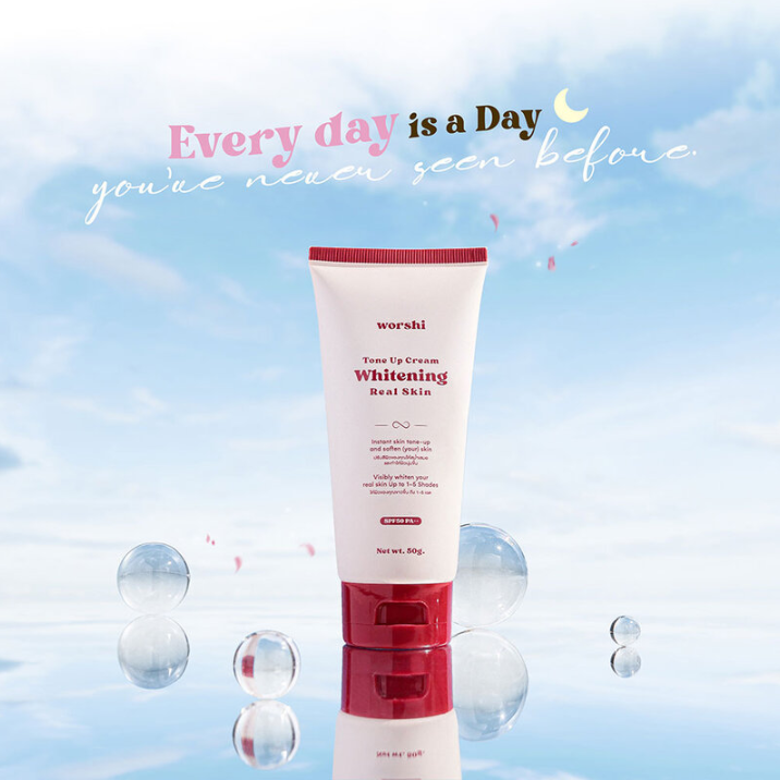 Worshi - Tone UP Cream Whitening Real Skin SPF50 PA++, #01 White Wip Crame 65g.