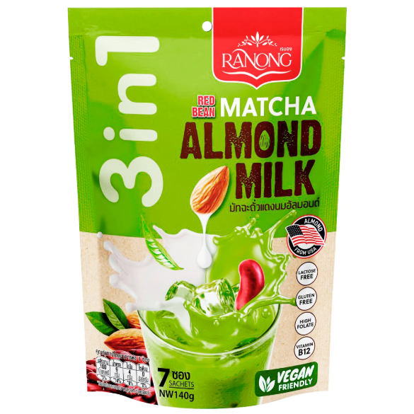 Ranong - Red Bean Matcha Almond Milk 3in1 140g. (7 x 20g. Sachets)