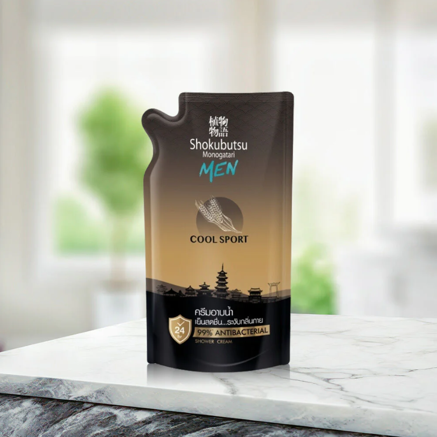 Shokubutsu - Monogatari Shower Cream For Men Cool Sport Refill 500ml.