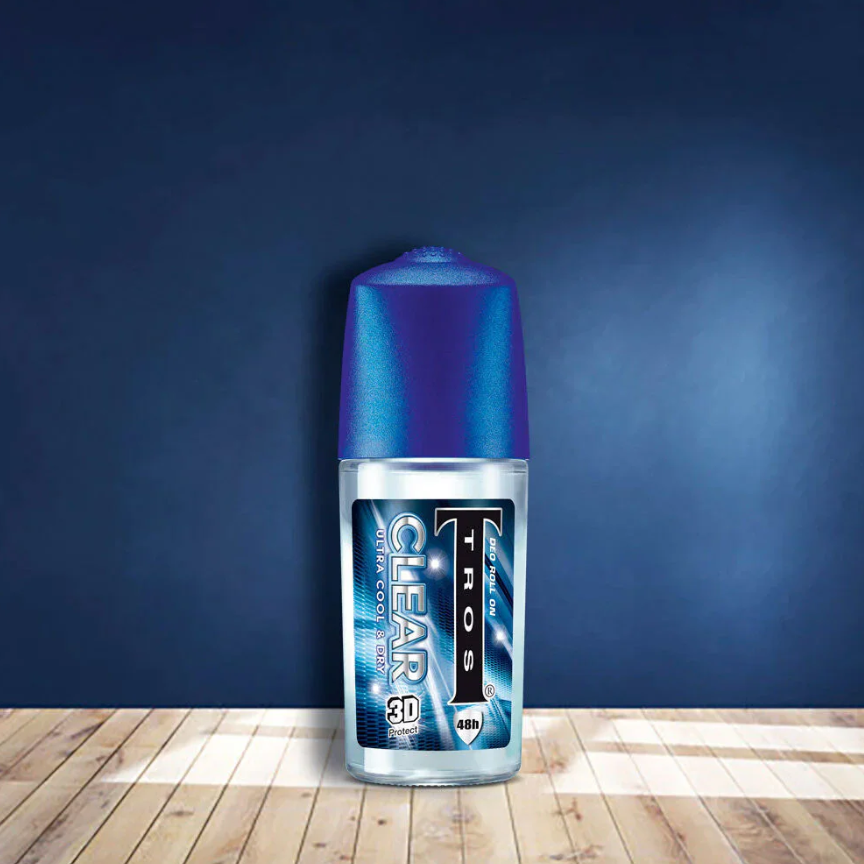 TROS - Deo Roll On Clear Ultra Cool & Dry 45ml. (Pack of 3)