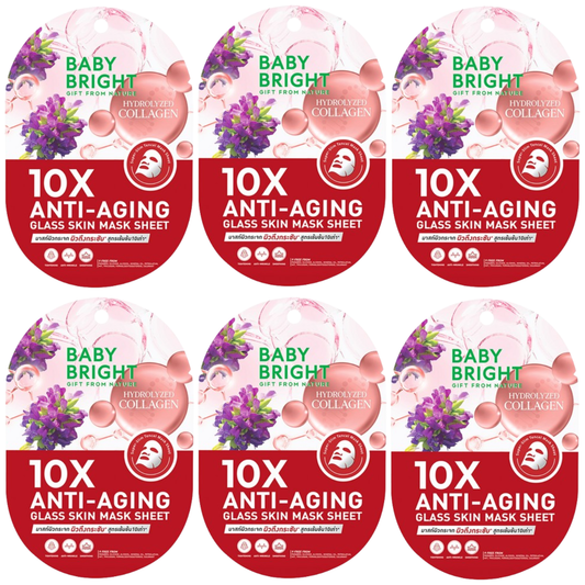 Baby Bright - 10X Anti-Aging Glass Skin Mask Sheet 20g. (Pack of 6)