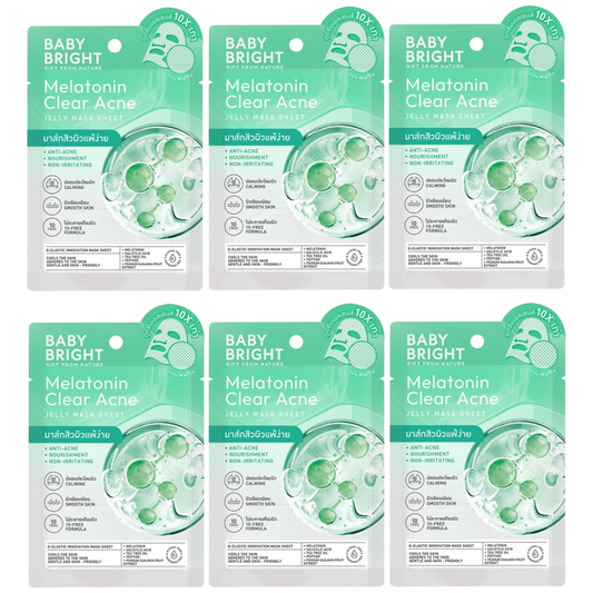 Baby Bright - Melatonin Clear Acne Jelly Mask Sheet 25g. (Pack of 6)