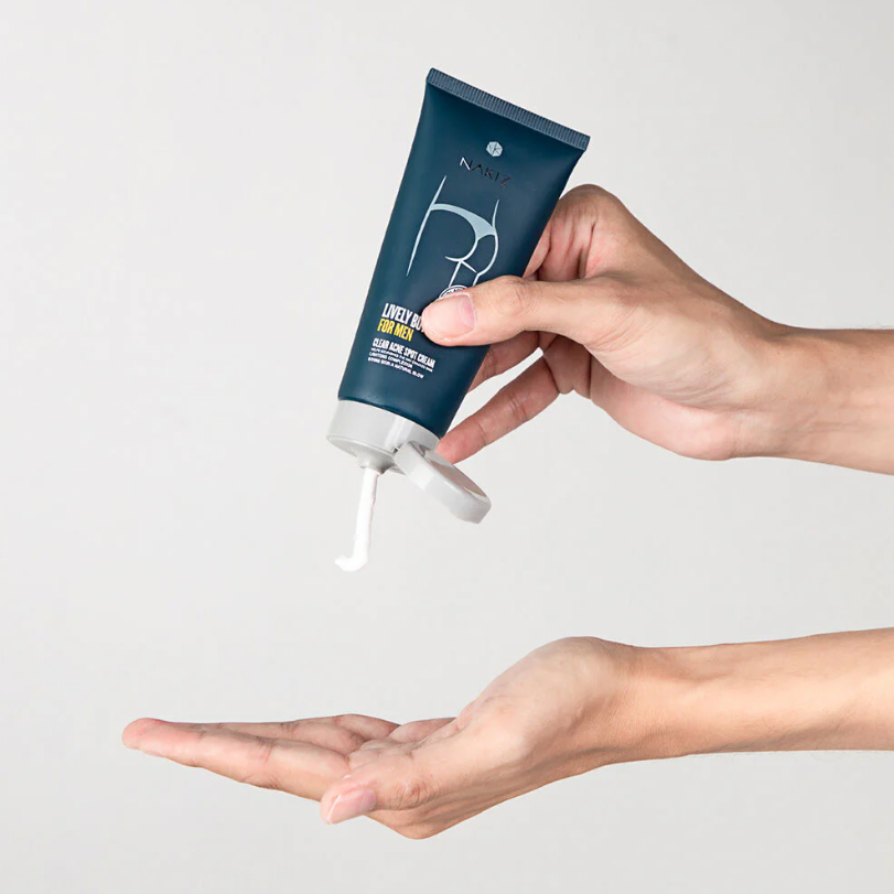 Nakiz - Set 2 Item Lively Butt For Men Clear Acne Spot Cream 100g. + Nakiz Lively Cleansing For Men 80g.