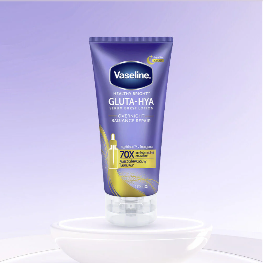 Vaseline - Healthy Bright Gluta-Hya Serum Burst Lotion Overnight Radiance Repair 170ml.