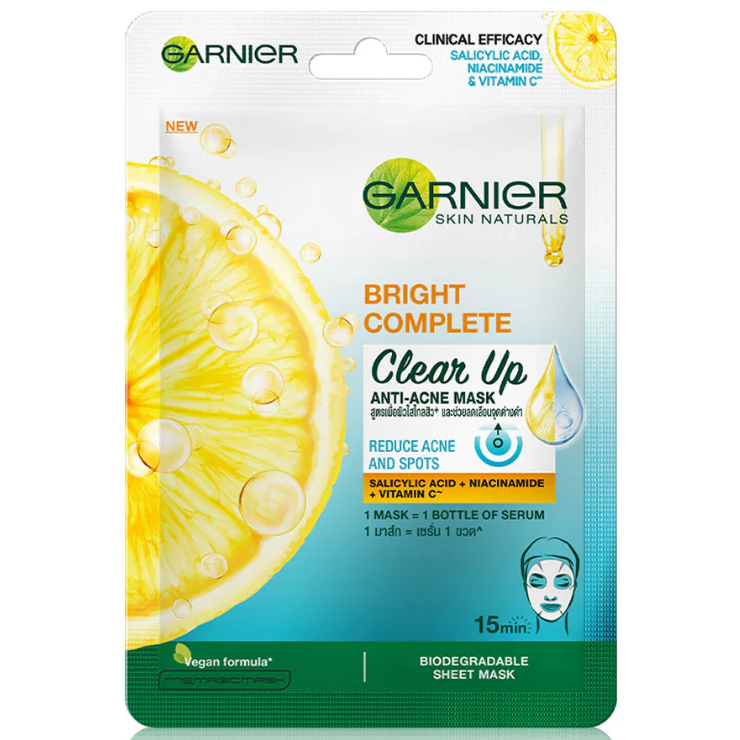 Garnier - Skin Naturals - Bright Complete Clear Up Anti-Acne Mask 23g. (Pack of 3)