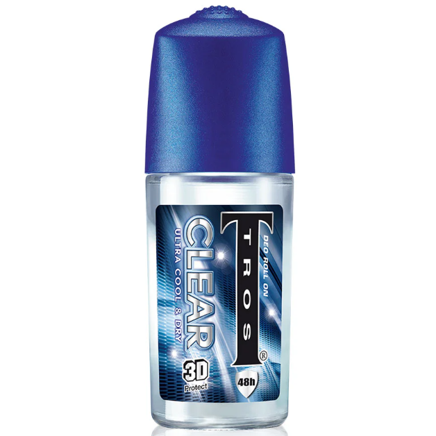 TROS - Deo Roll On Clear Ultra Cool & Dry 45ml. (Pack of 3)