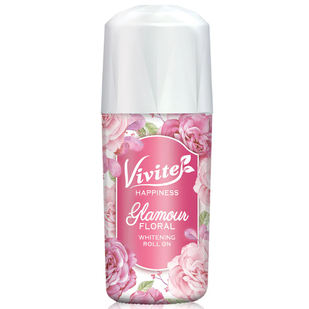 Vivite - Happiness Glamour Floral Whitening Roll On (Pink) 40ml. (Pack of 2)