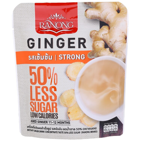 Ranong - Ginger Tea Strong, 50% Less Sugar, Low Calories 100g.