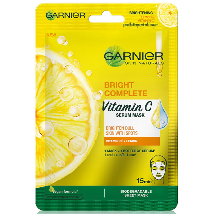 Garnier - Skin Naturals - Bright Complete Vitamin C Serum Mask 28g. (Pack of 3)