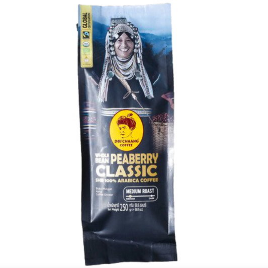 Doi Chaang Coffee - Whole Bean Peaberry Classic SHB 100% Arabica Coffee (Medium Roast) 250g.