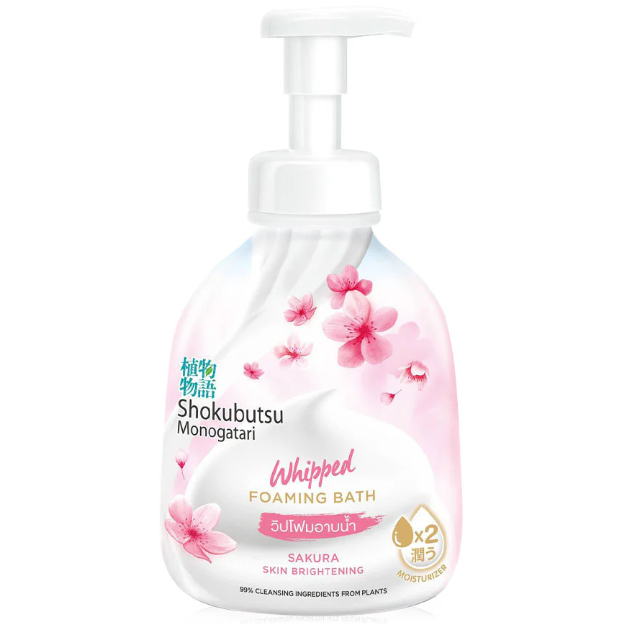 Shokubutsu - Monogatari Whipped Foaming Bath With Sakura Extract Skin Brightening Formula 450ml.