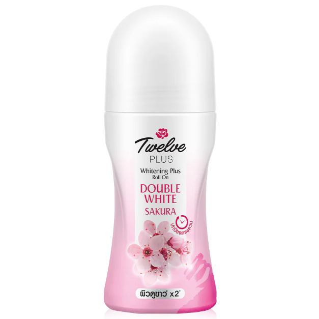 Twelve - Plus Whitening Plus Roll On, Double White Sakura 45ml. (Pack of 2)