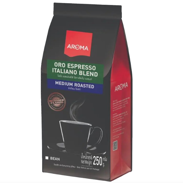 Aroma - Oro Espresso Italiano Blend Medium Roasted Coffee Beans 250g.