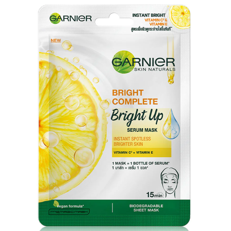 Garnier - Skin Naturals - Bright Complete Bright Up Serum Mask 28g. (Pack of 3)